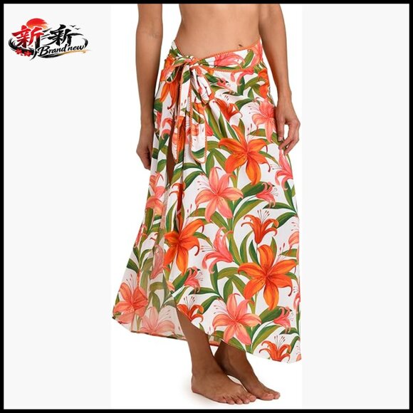 Rayon Midi Skirt Swimsuit Cover Up with Side Slits